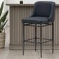 Armen Living Marvin Bar Height Stool with Night Life Blue Upholstery in Antique Pewter, , large