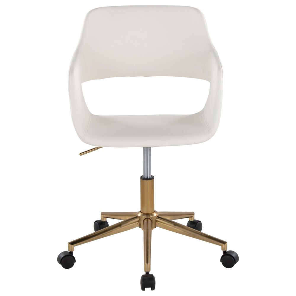 Lumisource Margarite Task Chair with White Faux Leather Cushion in Gold, , large