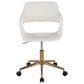 Lumisource Margarite Task Chair with White Faux Leather Cushion in Gold, , large