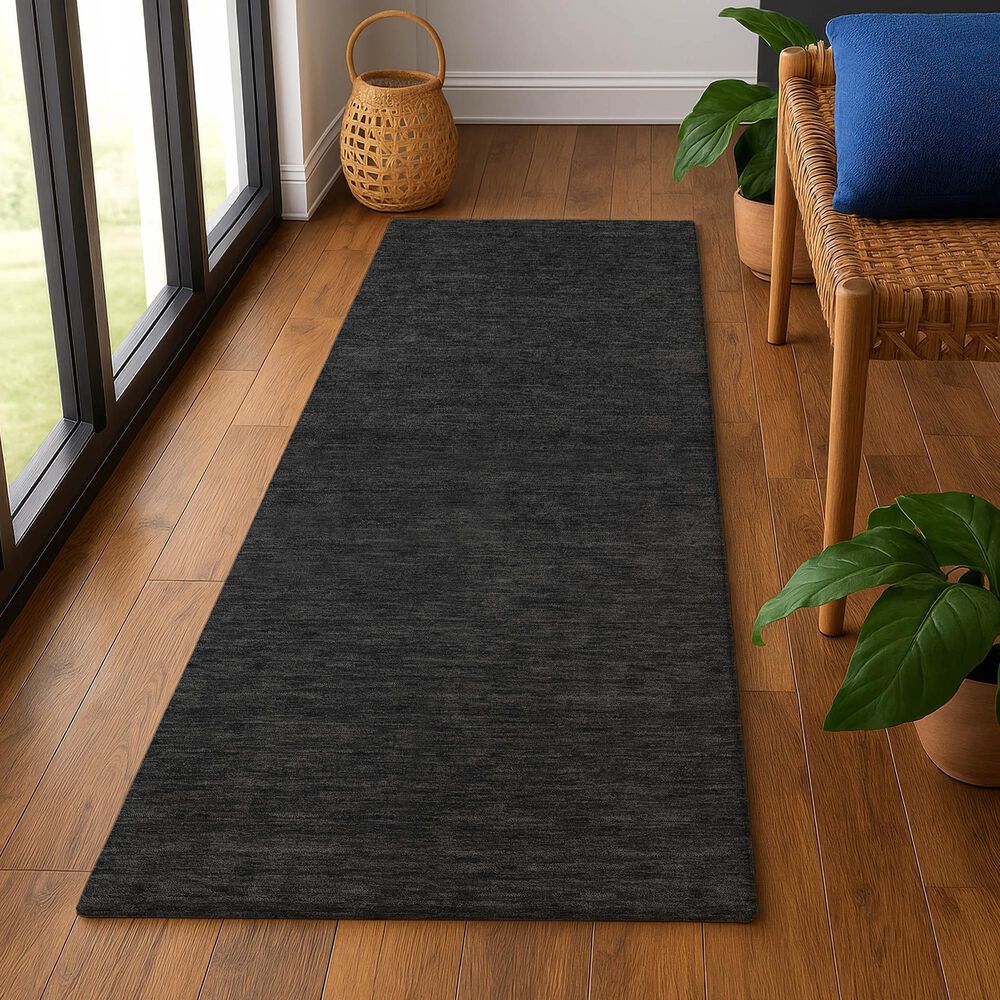 Dalyn Rug Company Soft Essentials Solid Black 2'3" x 7'6" Runner, , large