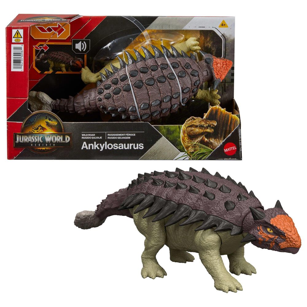Jurassic World Ankylosaurus Wild Roar Dinosaur Action Figure in Multicolor, , large