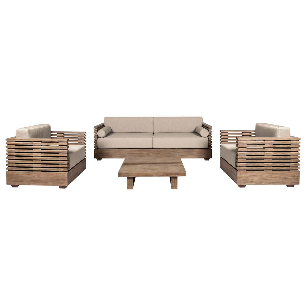 Armen Living Vivid 4-Piece Patio Conversation Set in Eucalyptus/Taupe, , large