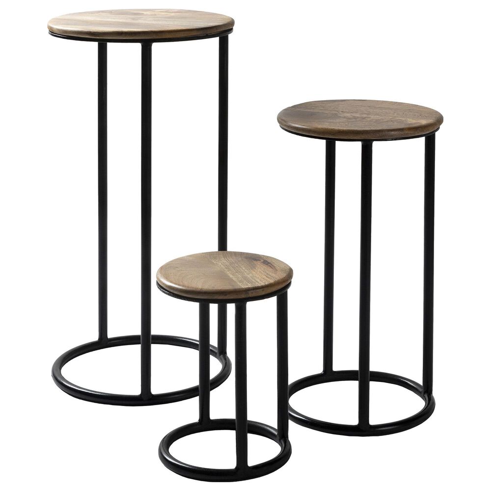 Surya Inc Ansh Nesting Table Set in Natural and Black, , large