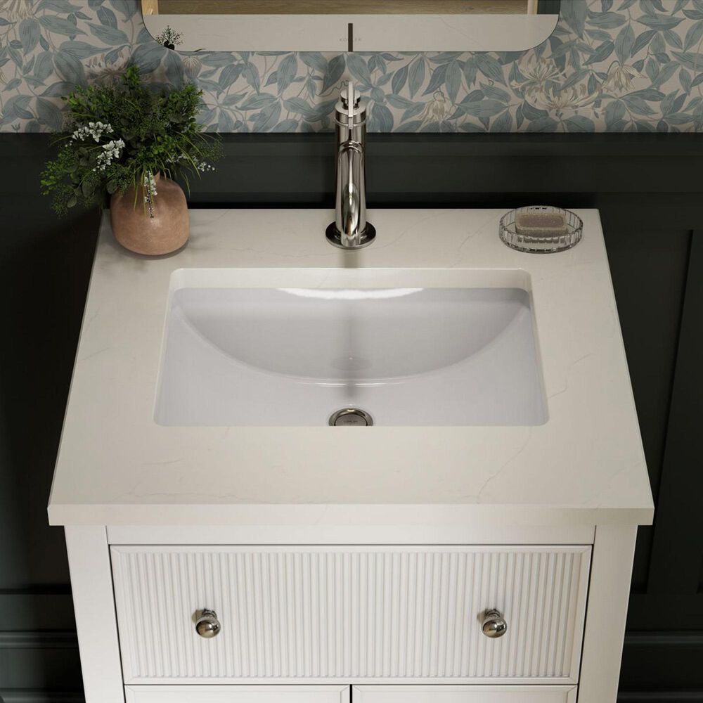 Kohler Malin 24" Single Bathroom Vanity in White with Single Hole 3 cm White Quartz Top and Rectangular Sink, , large