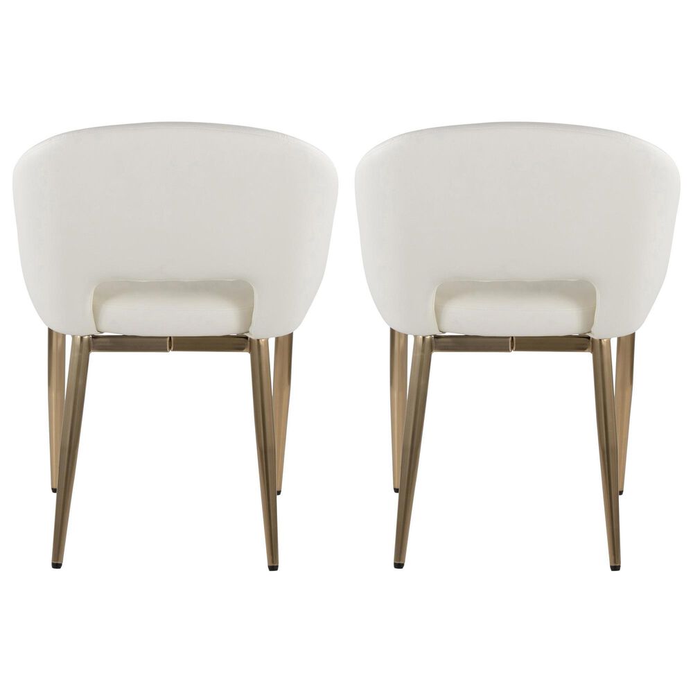 LumiSource Renee Arm Chair with White Faux Leather Cushion in Gold (Set of 2), , large