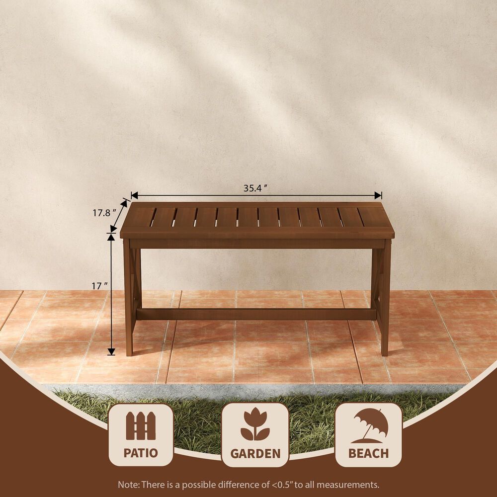 HOMLUX Patio Coffee Table with X Leg in Teak Oil, , large