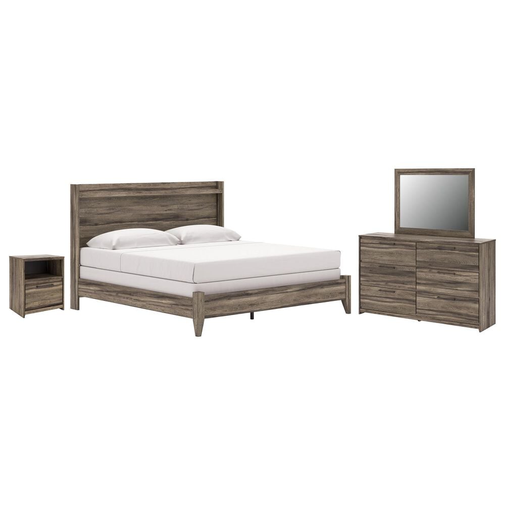 Ashley Elbrim 4-Piece King Bedroom Set in Brown with LED and USB Ports, , large