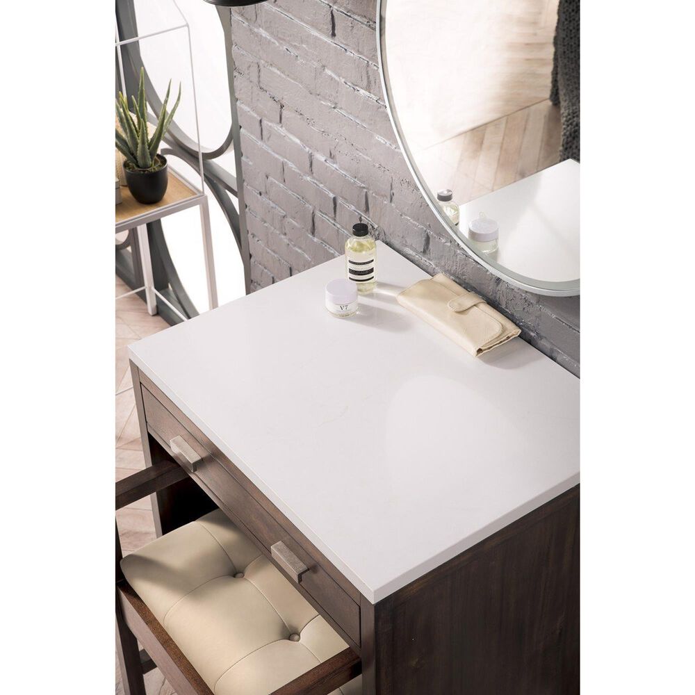 James Martin Vanities Addison 30&quot; Freestanding Countertop Unit in Mid Century Acacia with 3 cm White Zeus Quartz Top, , large