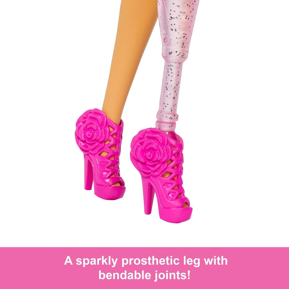 Barbie Deluxe Style Doll with Black Hair and Prosthetic Leg in Pink, , large