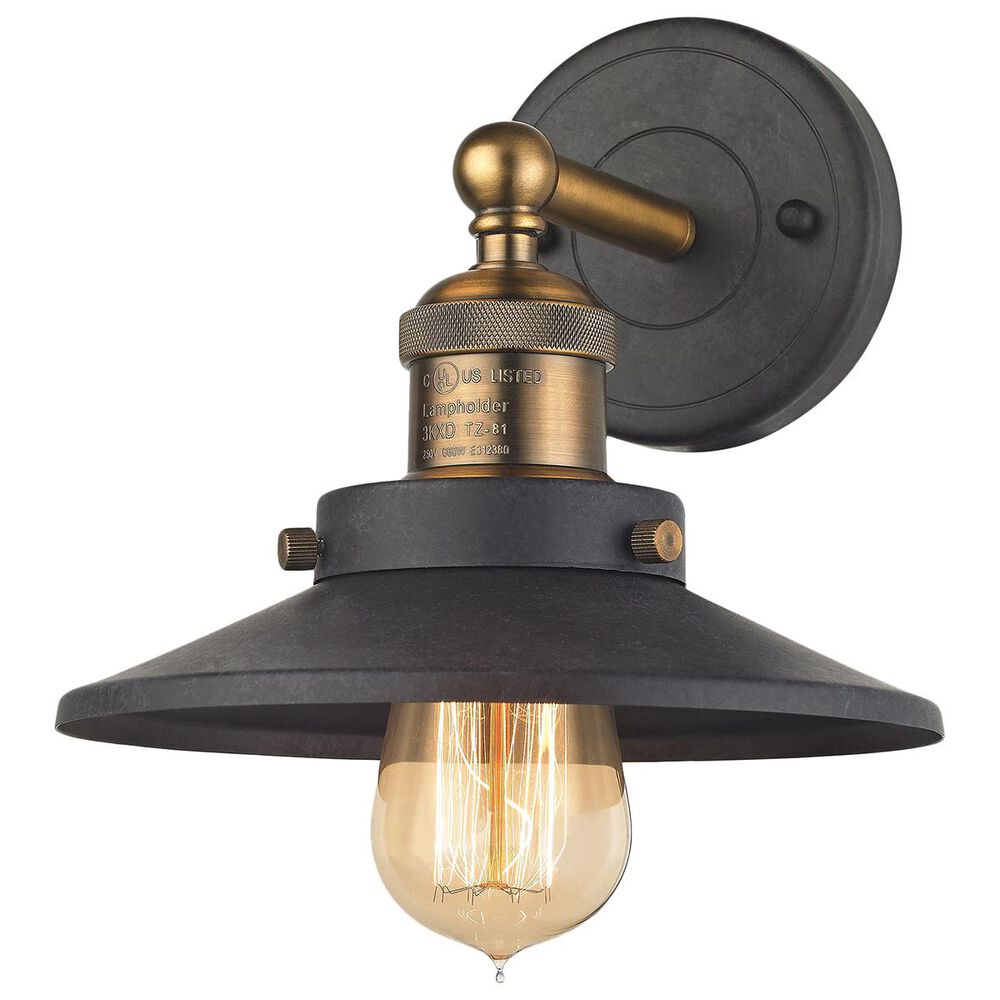 Stein World English Pub 1-Light Vanity In Tarnished Graphite And Antique Brass, , large