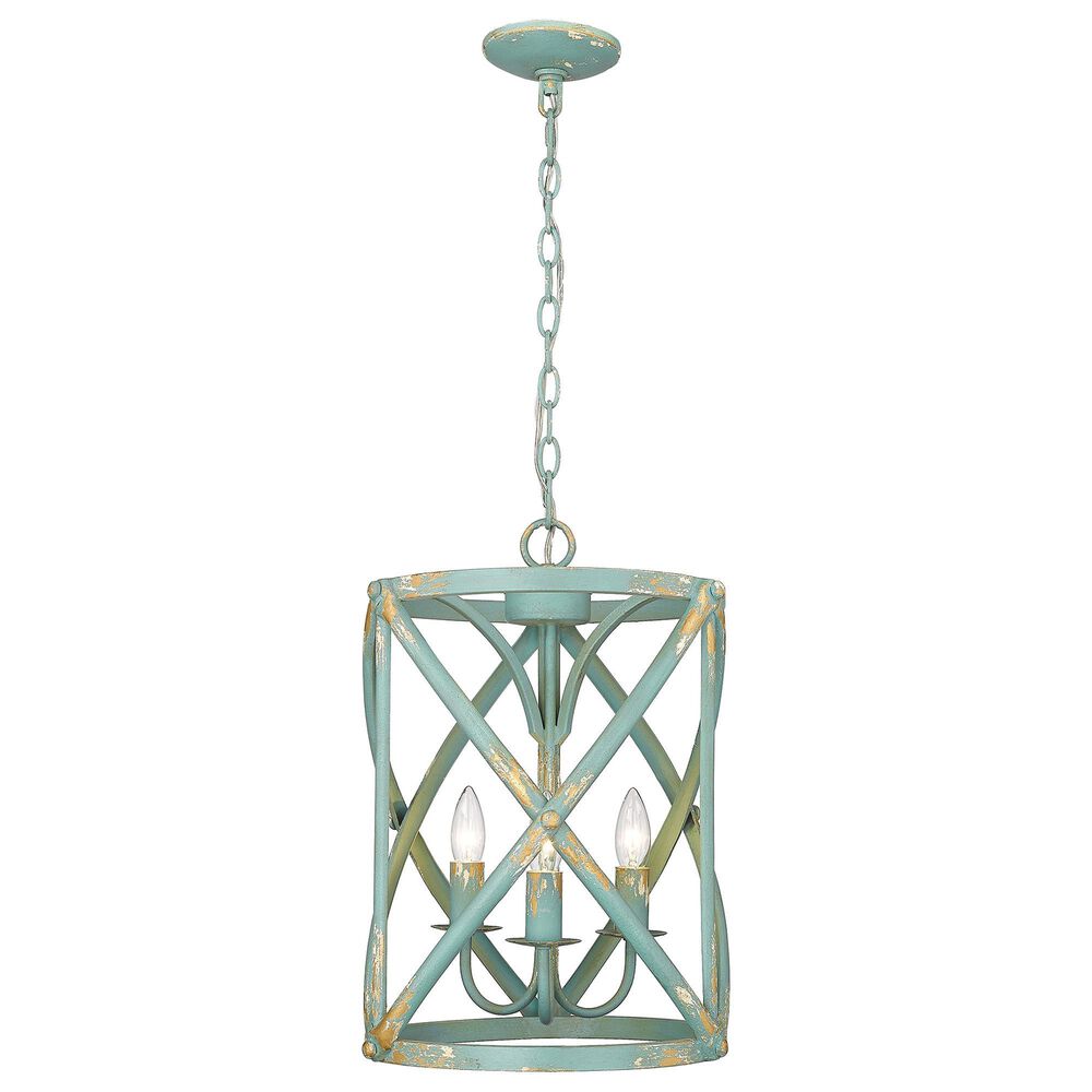 Golden Lighting Alcott 3-Light Pendant in Antique Teal and Gold, , large