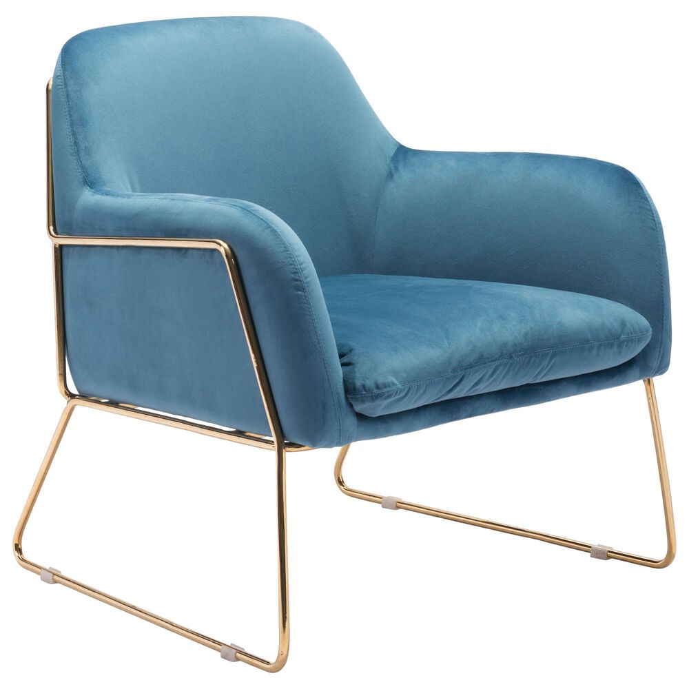 Zuo Modern Nadir Arm Chair in Blue and Gold, , large