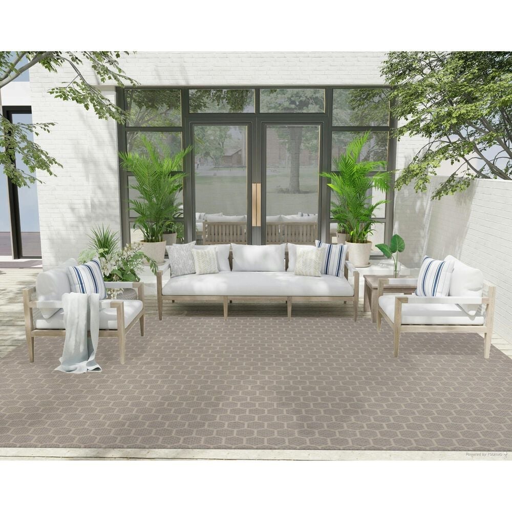 Nourison Twist Reversible 9&#39; x 12&#39; Grey Indoor/Outdoor Area Rug, , large