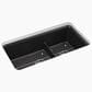Kohler Cairn Smart Divide 33.5" Undermount Double Bowl Kitchen Sink in Matte Black, , large