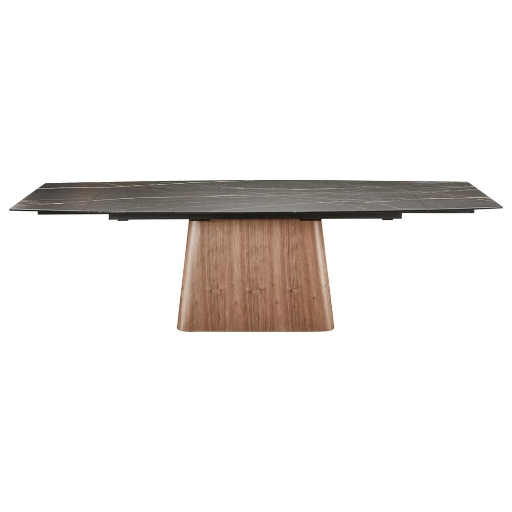 CASABIANCA HOME Totem Manual Dining Table with Walnut Base and Black Marbled Porcelain , , large