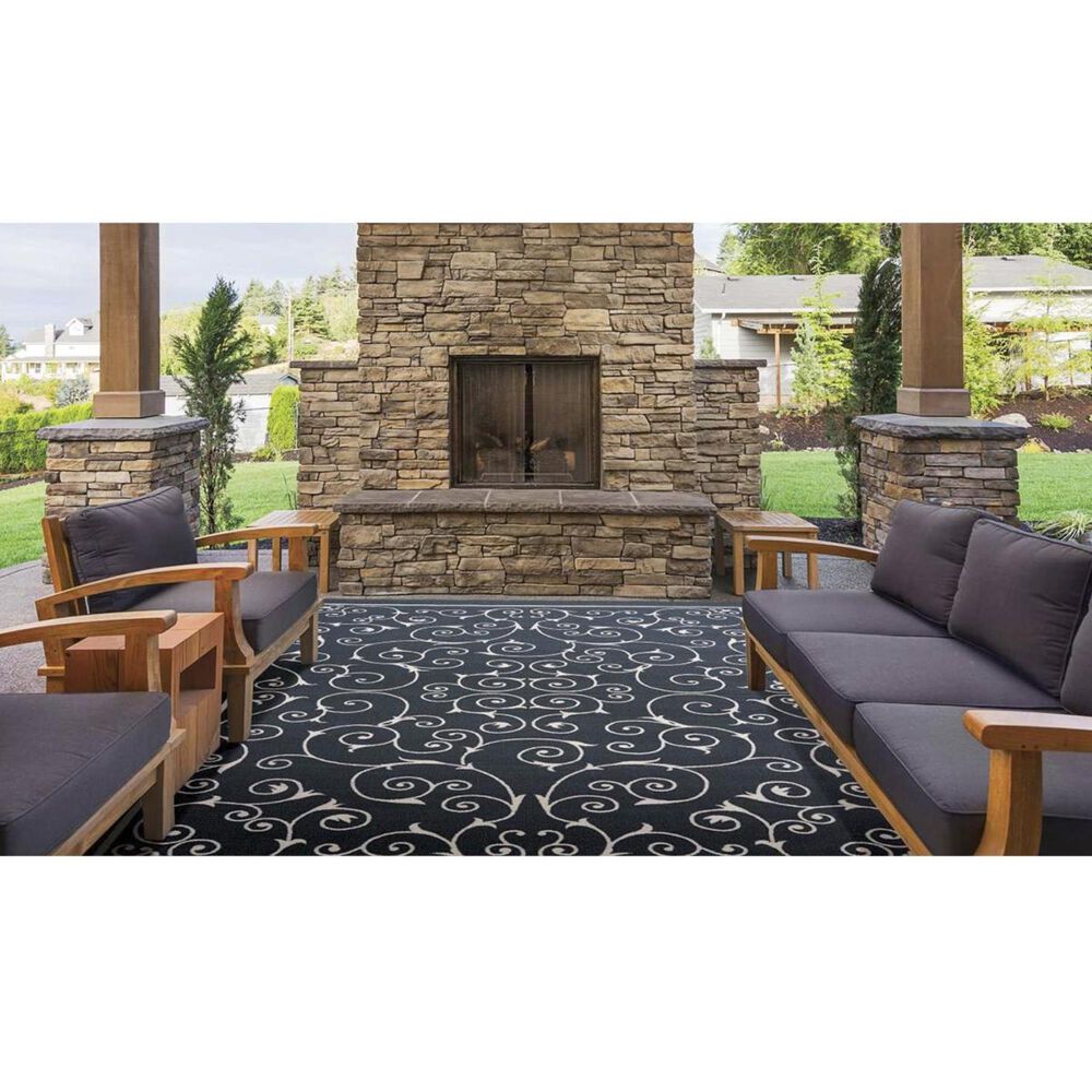 Nourison Home and Garden RS019 7&#39;9&quot; x 10&#39;10&quot; Black Area Rug, , large