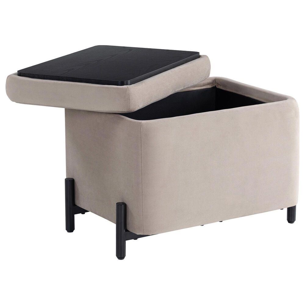 Lifestyle Solutions Kona Small Storage Ottoman in Taupe, , large