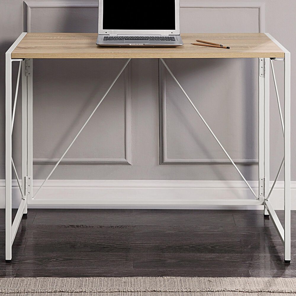 Valor Living Ravel Tool-Less Folding Desk in River Oak and White, , large