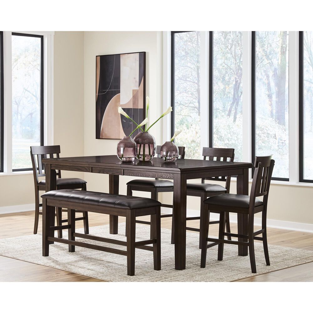 Ashley Haddigan 25.38 Faux Leather Dining Bench in Dark Brown, , large