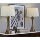 LumiSource Lenuxe 29" Metal Table Lamp with Off-White Linen Shade in Matte Golden Bronze (Set of 2), , large