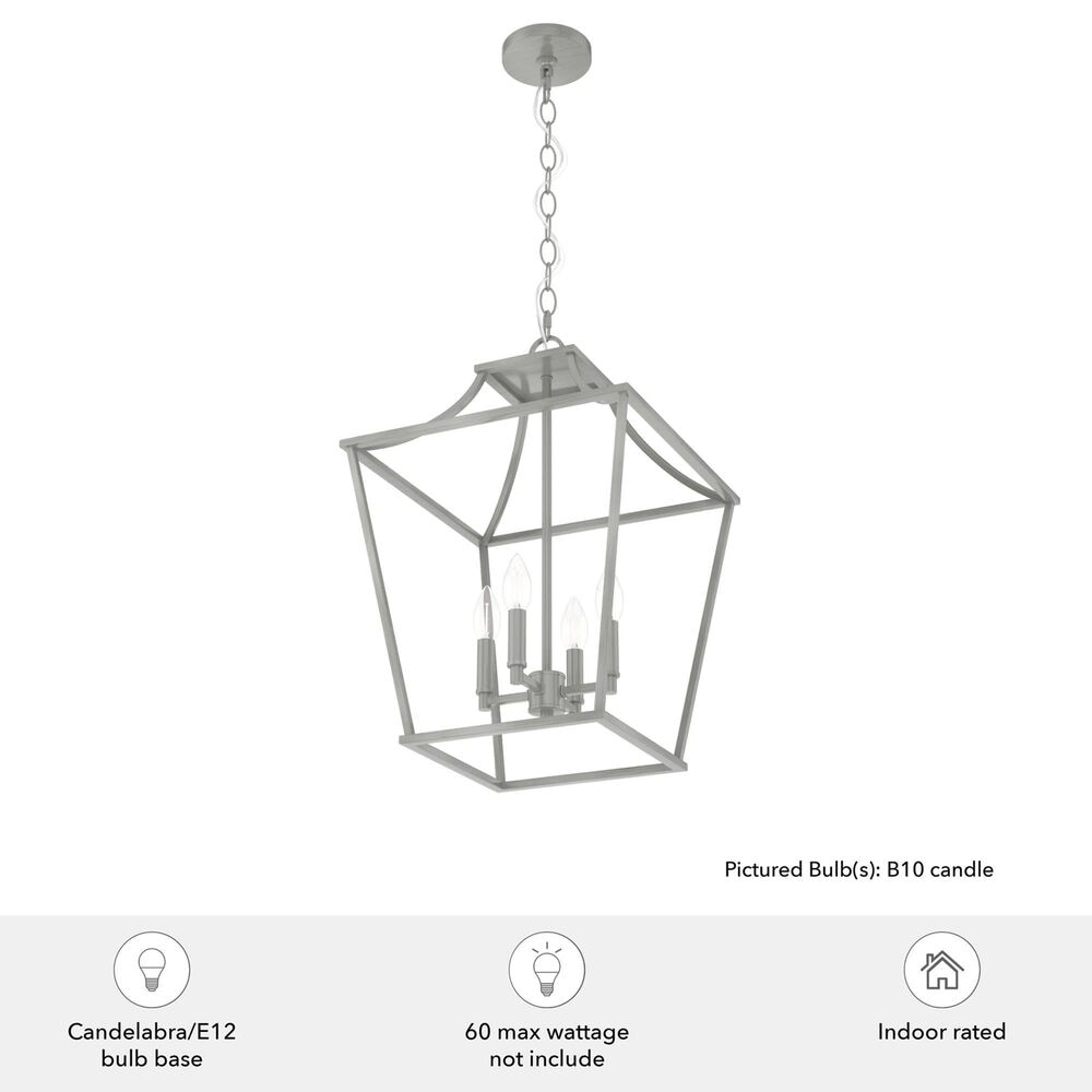 Hunter Laurel Ridge 15&quot; 4-Light Lantern Pendant in Brushed Nickel, , large