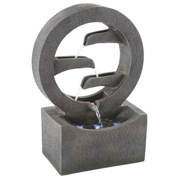 Timberlake Pure Garden Resin Round Cascade Fountain in Stone Gray, , large