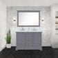 Lexora Home Dukes 48" Double Bathroom Vanity in Dark Grey with 2 cm White Cultured Marble Top and Rectangular Sinks, , large