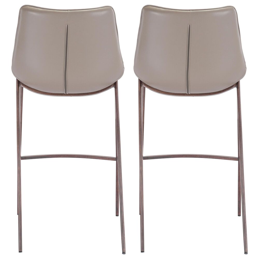 Zuo Modern Magnus Bar Stool in Gray &#40;Set of 2&#41;, , large