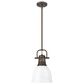 Golden Lighting Duncan 1-Light Small Pendant with Rod and White Shade in Rubbed Bronze, , large