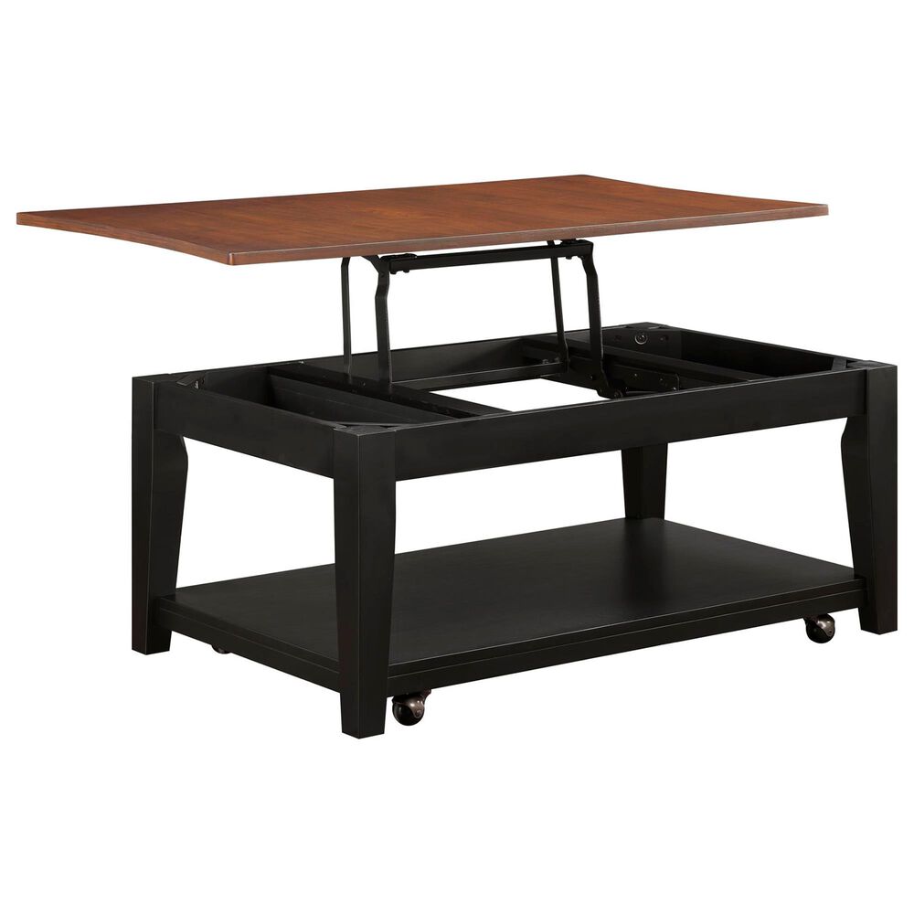Crystal City Joplin Lift Top Cocktail Table with Casters in Walnut and Ebony, , large
