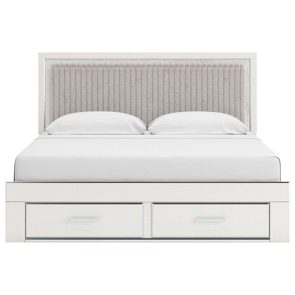 Ashley Zuraleus 5-Piece King Upholstered Storage Bedroom Set in Matte White, , large