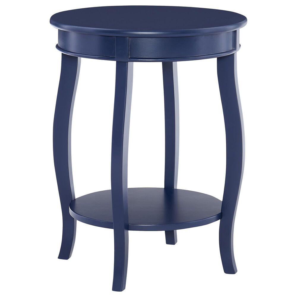 Linon Home Decor Aura Round Side Table in Navy Blue, , large