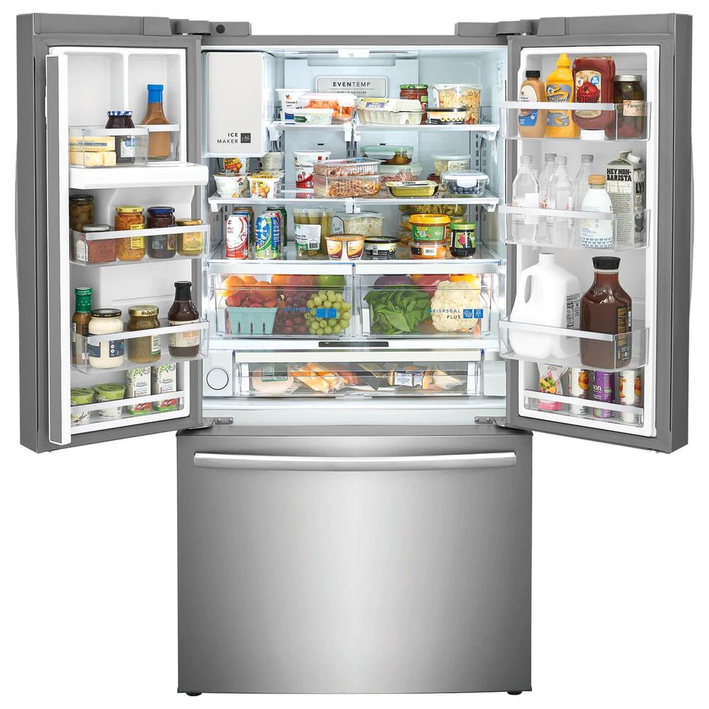 Frigidaire Gallery 3 Piece Kitchen Package with 27.8 Cu. Ft. French Door Refrigerator, 30&quot; Front Control Gas Range with Total Convection, and 24&quot; Built-In Bar Handle Dishwasher with CleanBoost in Stainless Steel, , large