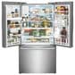 Frigidaire Gallery 3 Piece Kitchen Package with 27.8 Cu. Ft. French Door Refrigerator, 30" Front Control Gas Range with Total Convection, and 24" Built-In Bar Handle Dishwasher with CleanBoost in Stainless Steel, , large