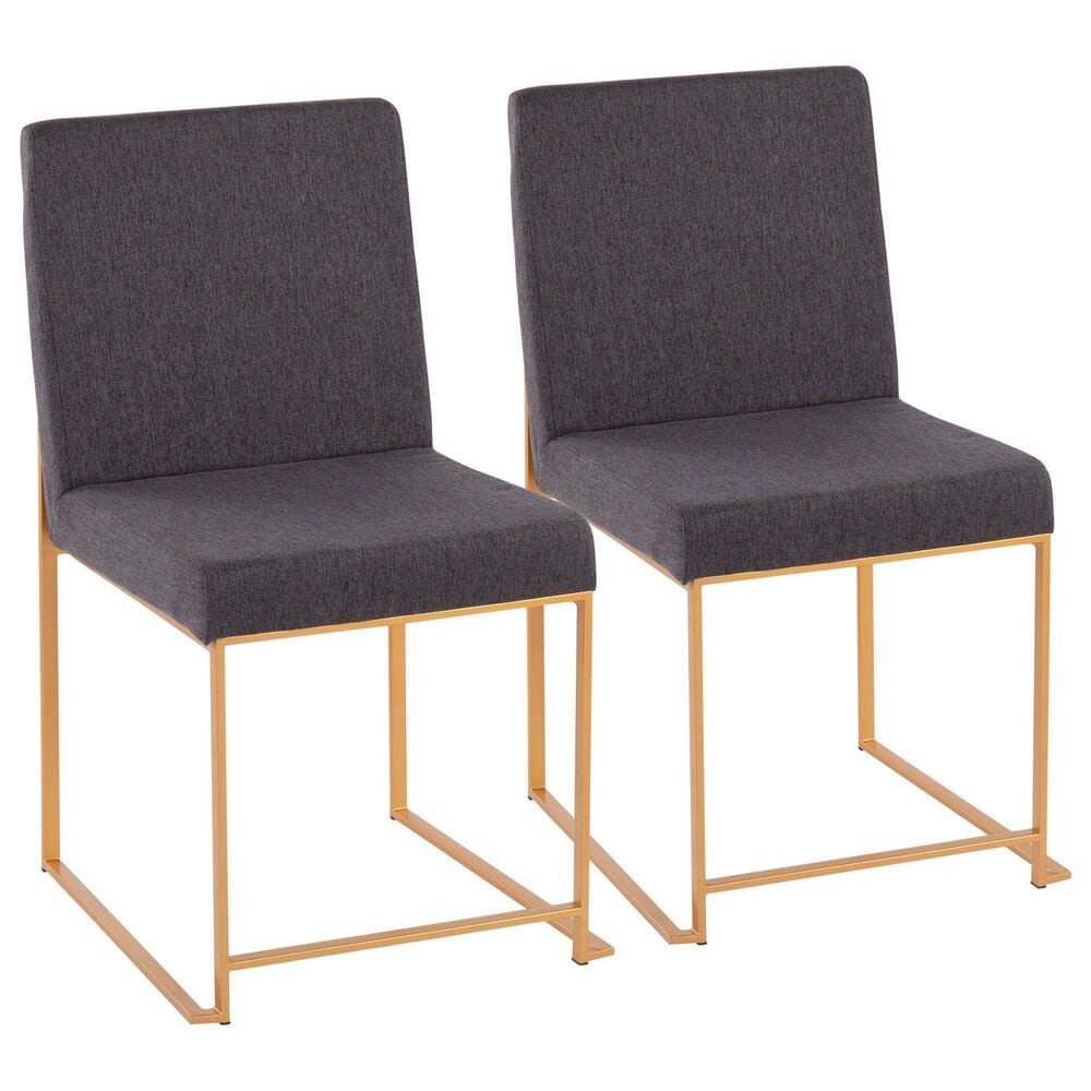 Lumisource Fuji Side Chair with Charcoal Cushion in Gold (Set of 2), , large