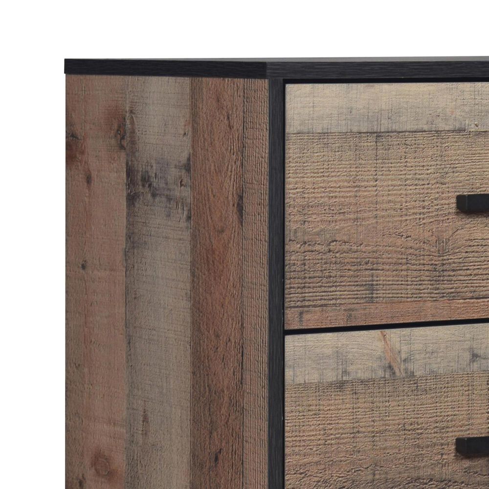 New Heritage Design Elk River Queen Bed and Two Nightstands in Rustic Brown and Black, , large