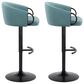 LumiSource Claire Swivel Adjustable Barstool with Light Blue Velvet Upholstery in Black (Set of 2), , large