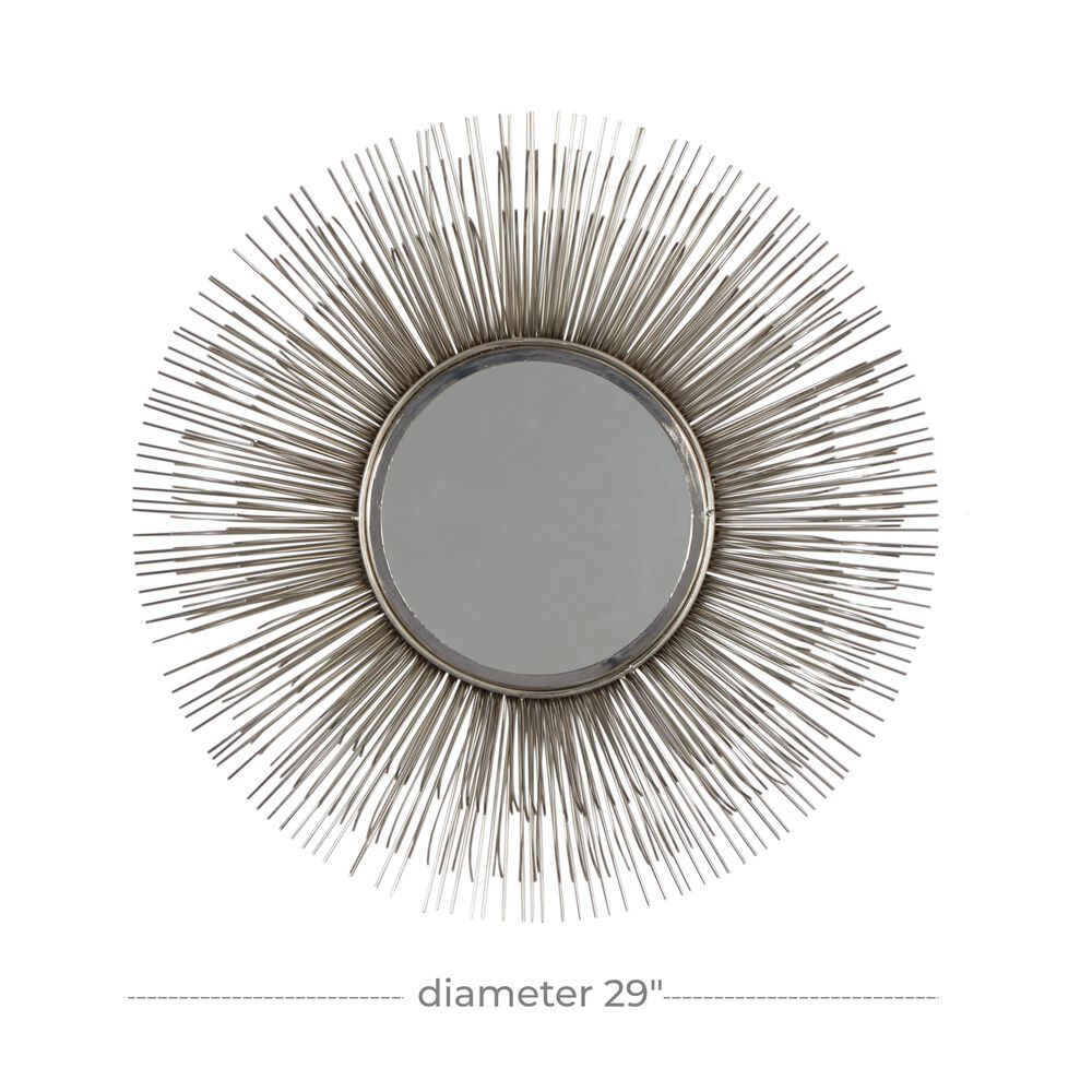 Maple and Jade 29&quot; Round Wall Mirror in Distressed Silver, , large