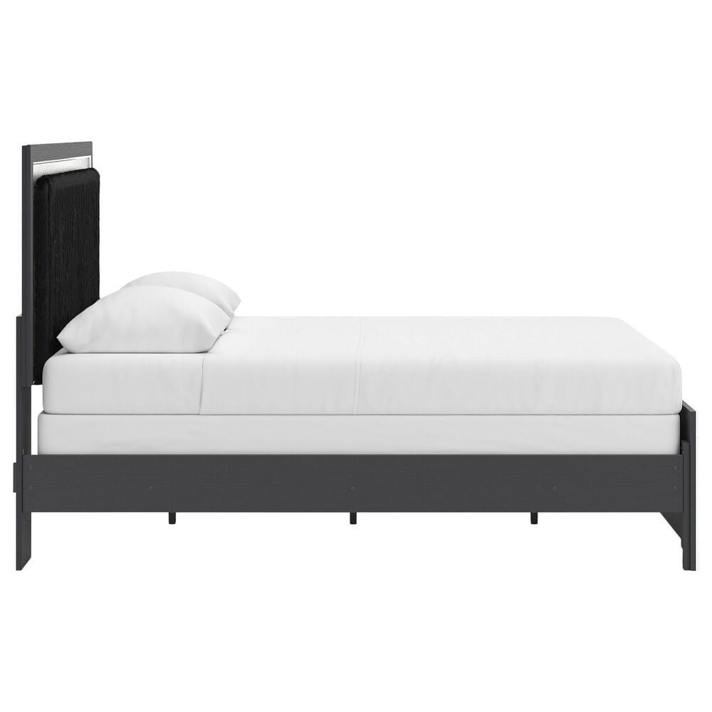 Ashley Zuraleus Queen Upholstered Panel Bed in Matte Black and Chrome, , large