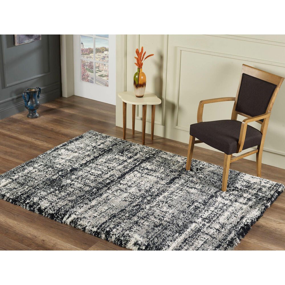 Central Oriental Natick Blyana 5&#39; x 7&#39; White and Blue Area Rug, , large
