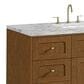 James Martin Laurent 48" Single Bathroom Vanity in Honey Oak with 3 cm Carrara Marble Top and Rectangular Sink, , large