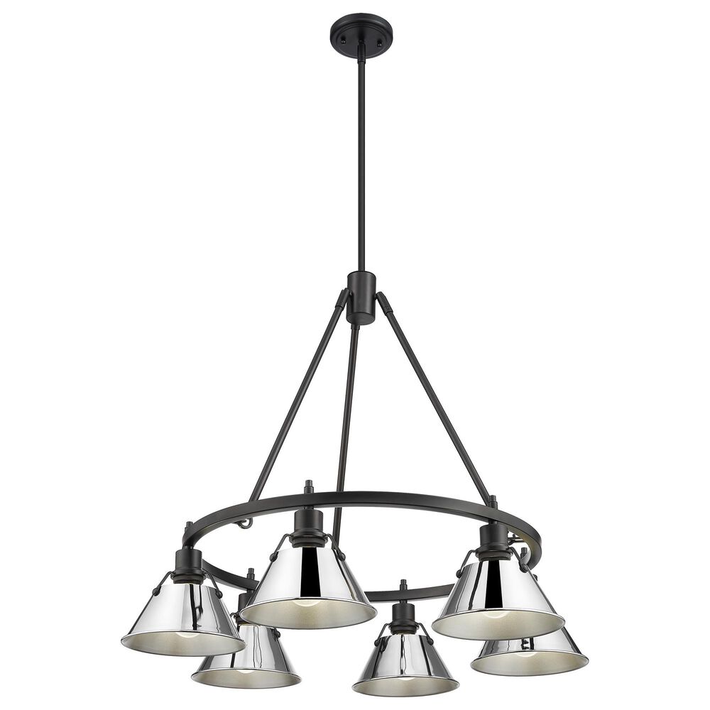 Golden Lighting Orwell 6-Light Chandelier with Chrome Shade in Matte Black, , large