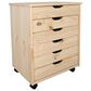 Linon Home Decor Cary 6-Drawer Wide Rolling Cart in Unfinished, , large