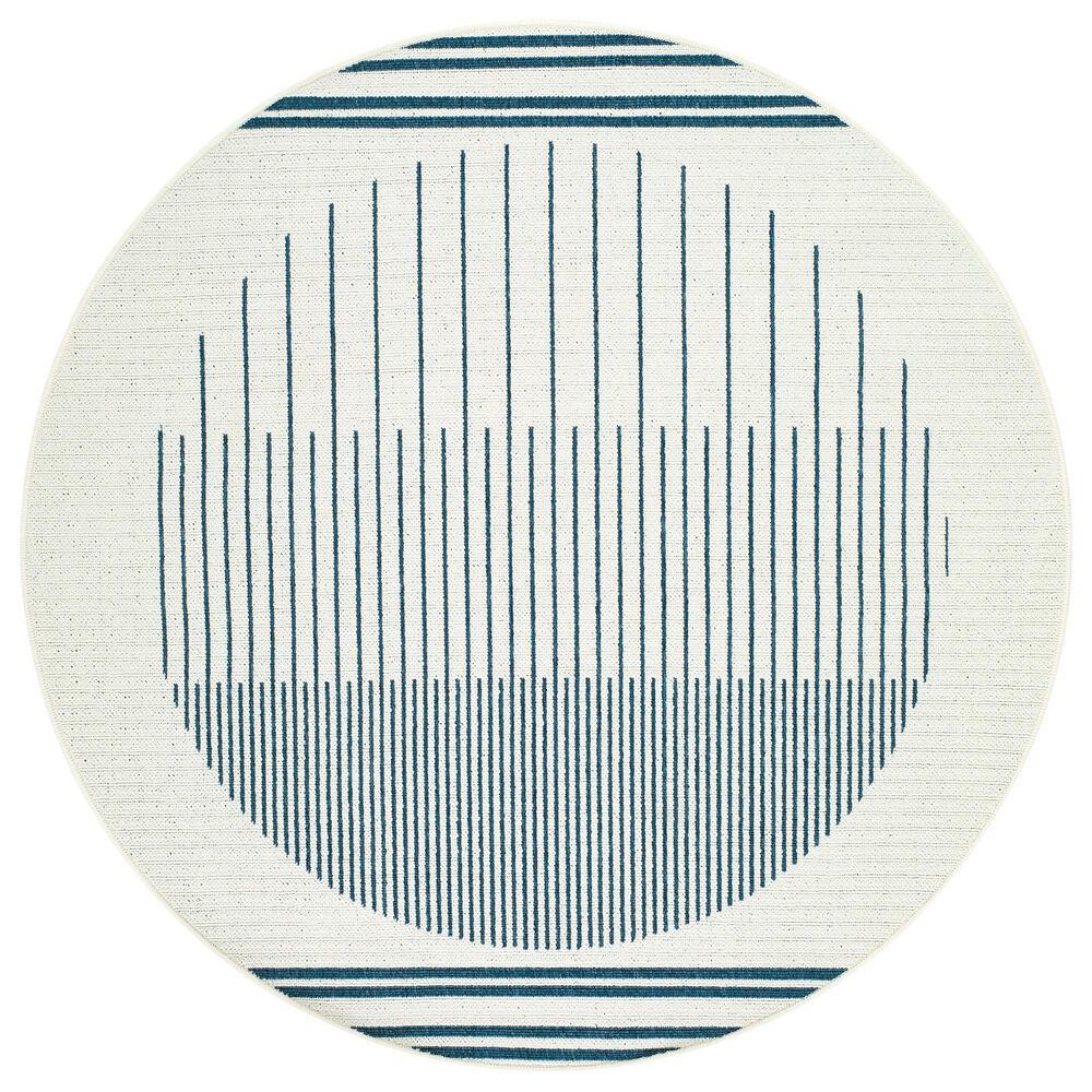Surya Alfresco 7&#39;3&quot; Round Light Silver, Beige, Charcoal and Nickel Indoor/Outdoor Area Rug, , large