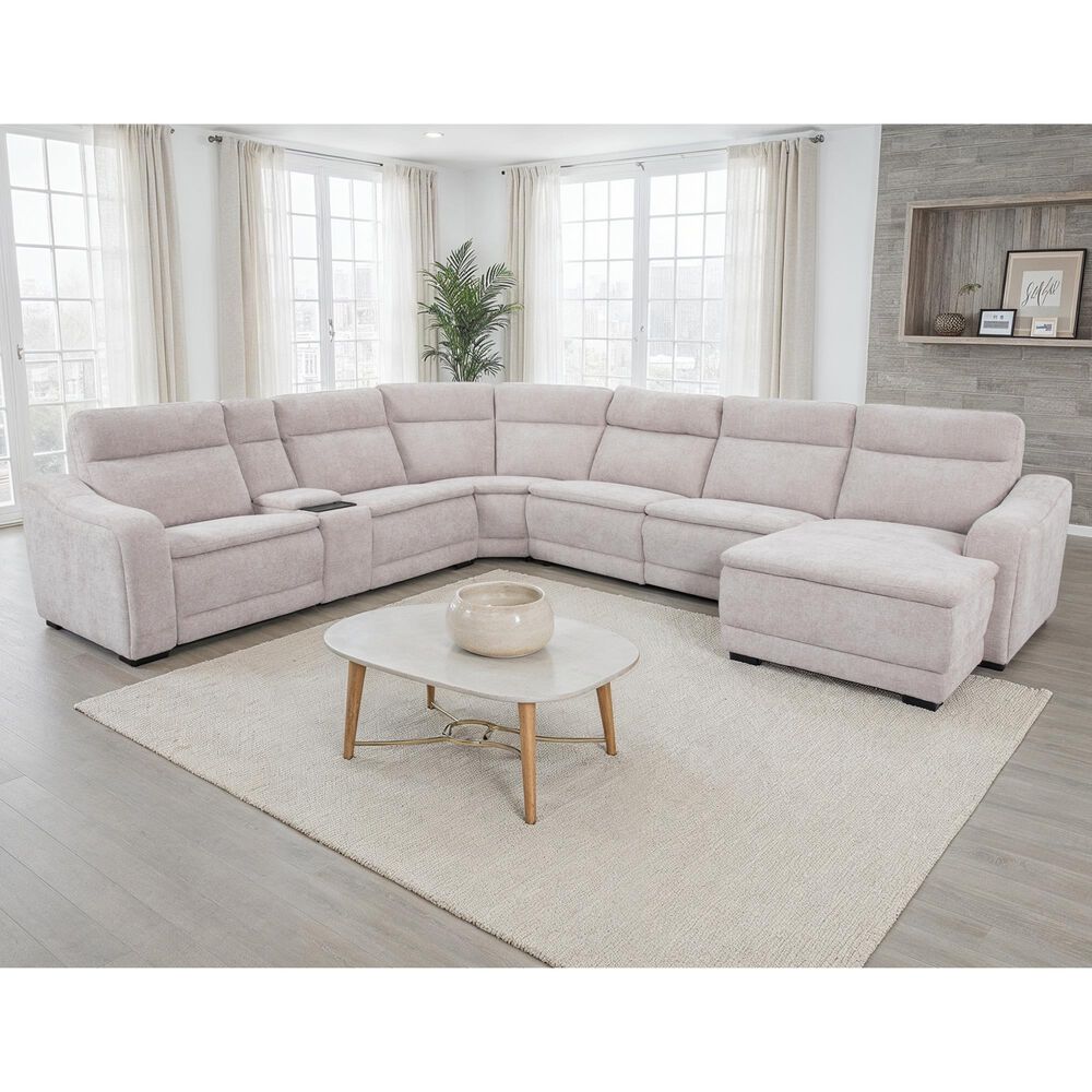 Oxford Furniture 7-Piece Power Reclining Right Facing Sectional with Chaise in Paris Cobblestone, , large