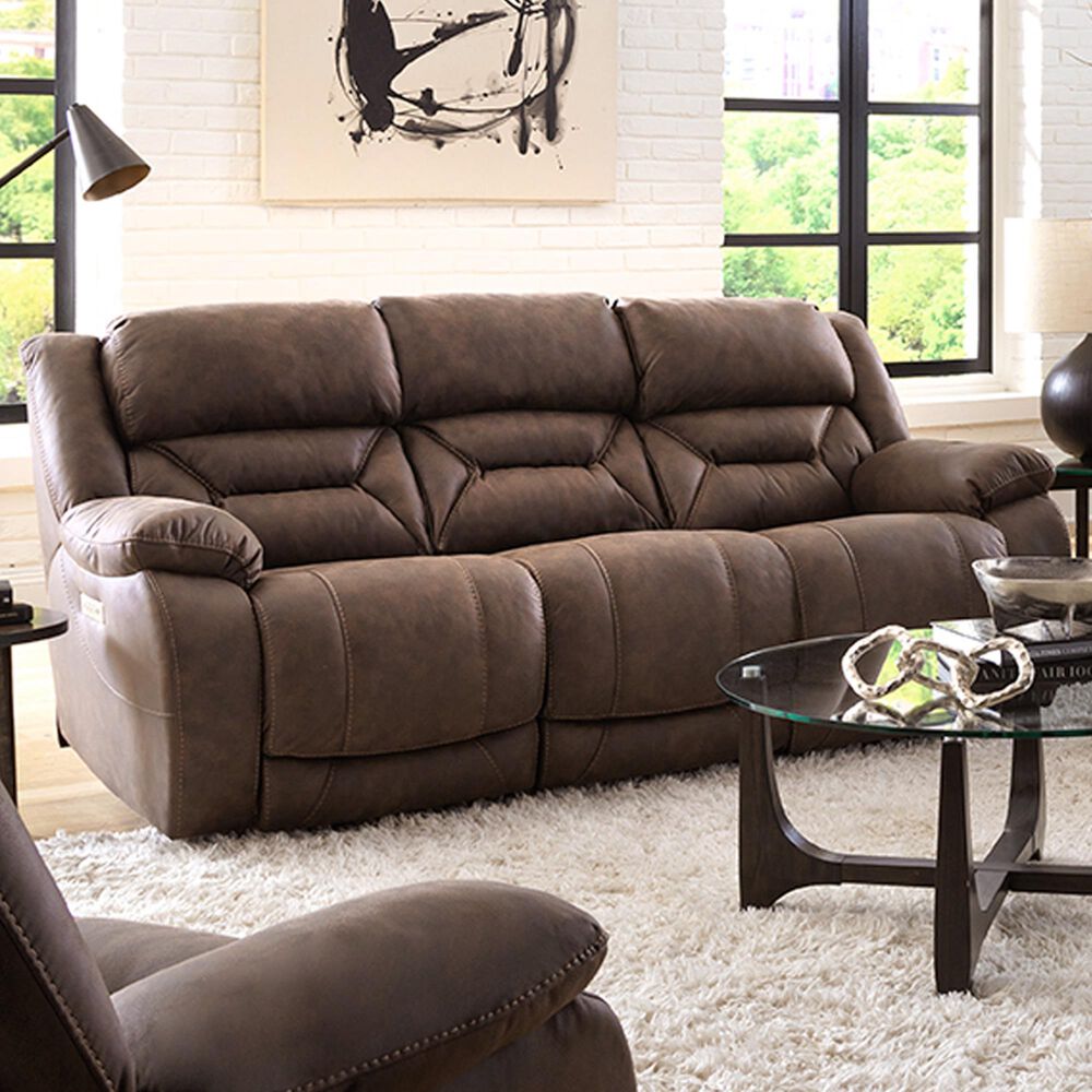 HomeStretch Skywalker Power Double Reclining Sofa in Walnut, , large