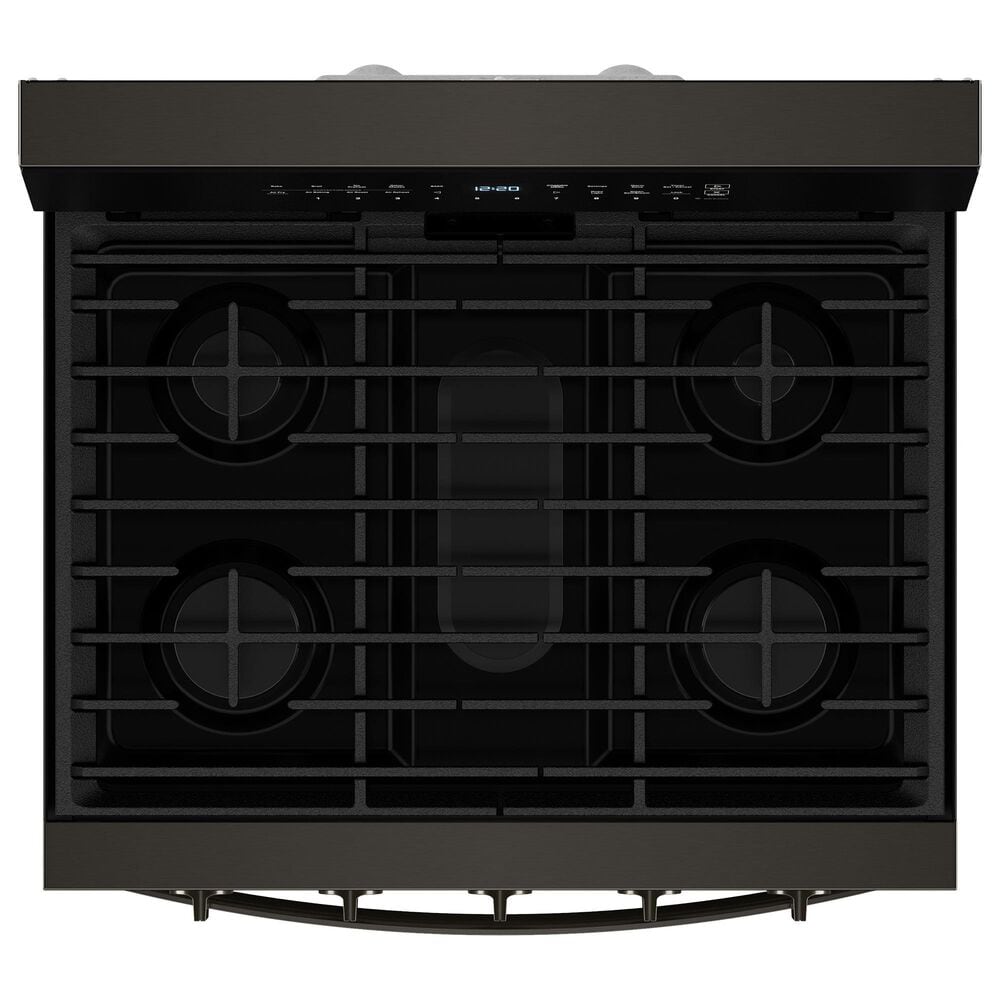 Whirlpool 5.3 Cu. Ft. Freestanding Smart Gas Range with Air Cooking Technology in Black Stainless Steel, , large