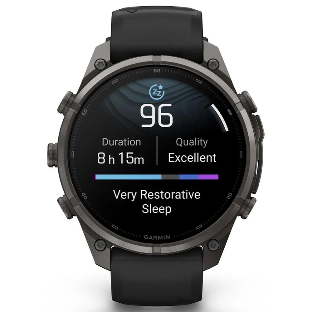 Garmin fenix 9 Pro Smartwatch 47mm Carbon Gray DLC Titanium with Black and Pebble Gray Silicone Band, , large