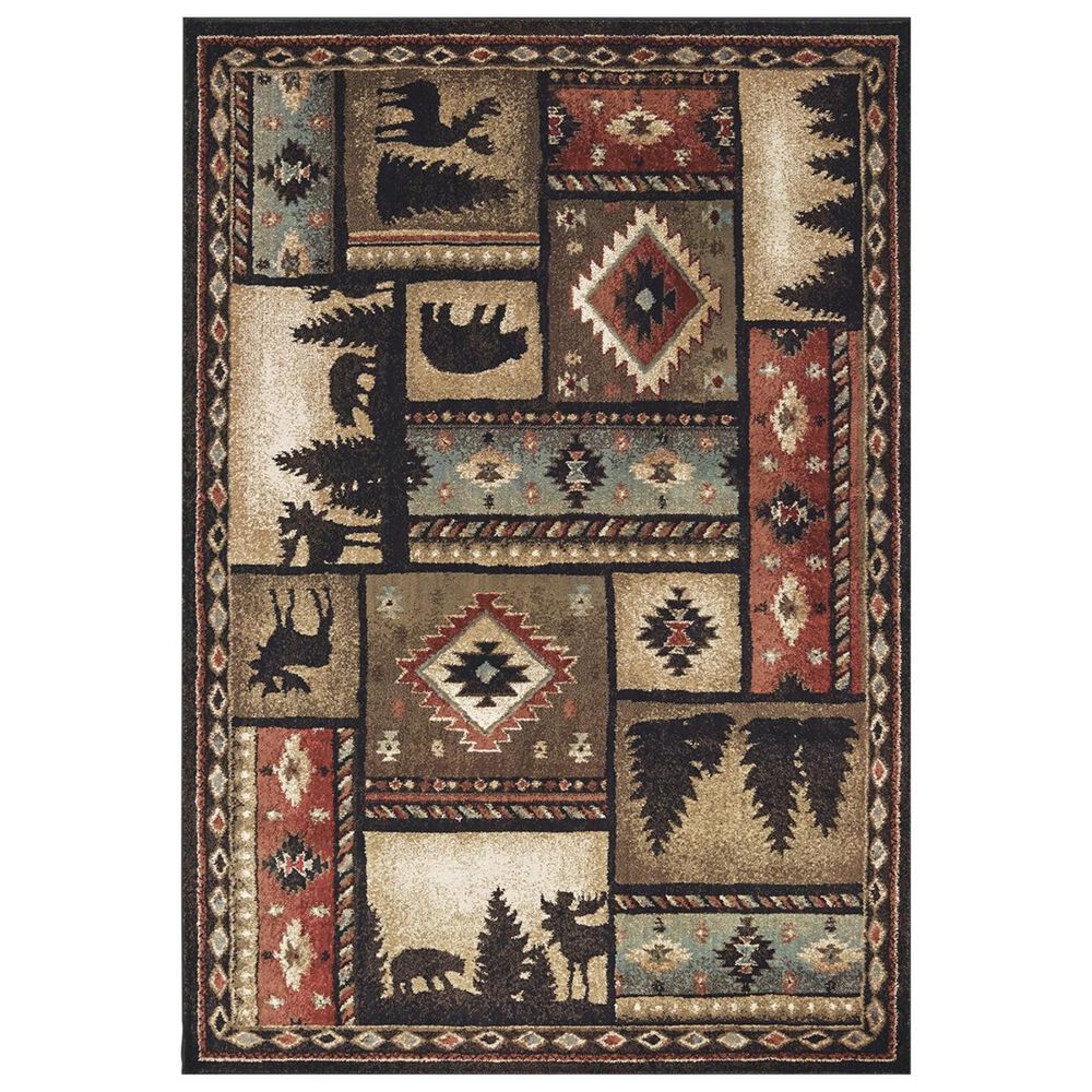 Oriental Weavers Woodlands 1041C 1"10" x 7"6" Black Door Mat, , large
