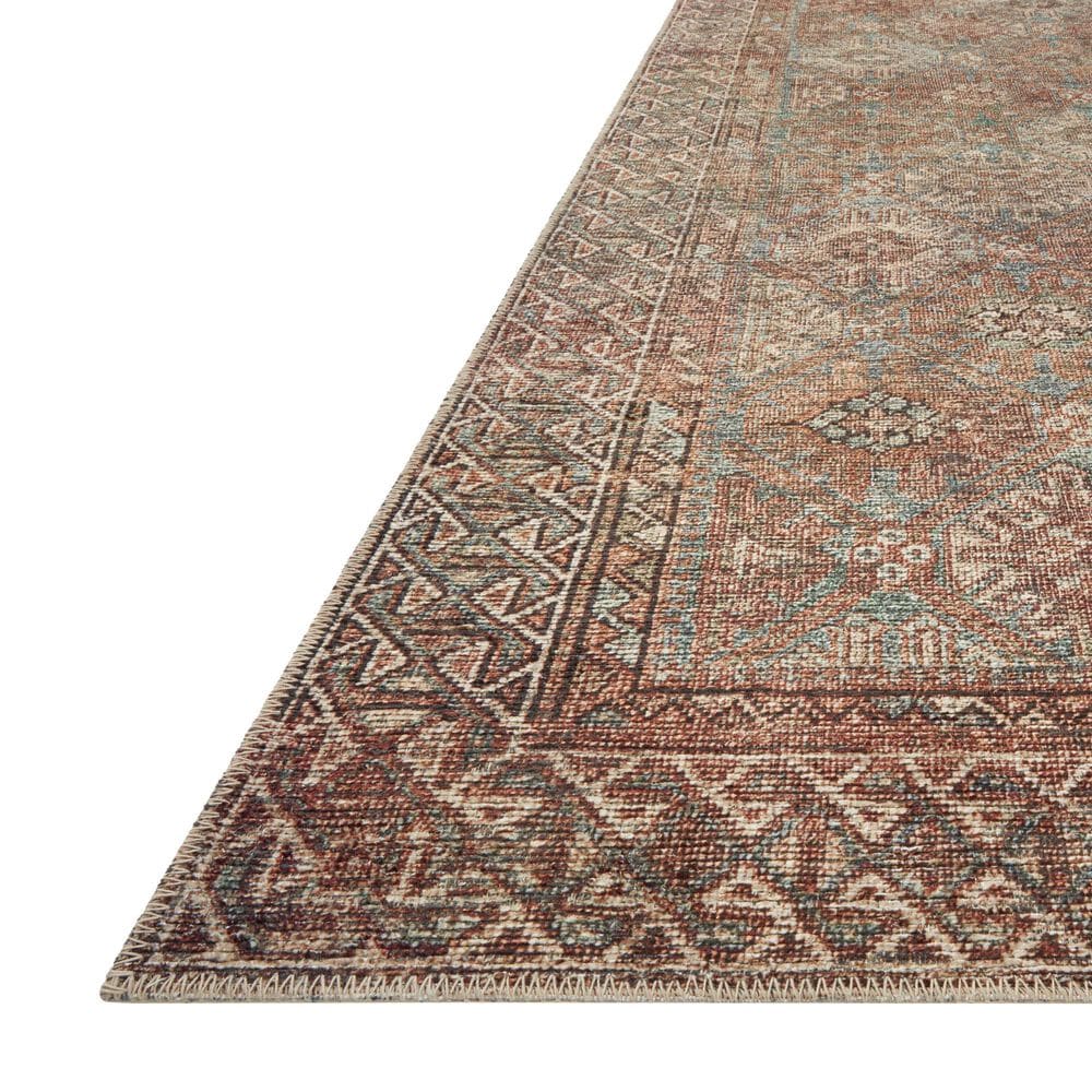 Amber Lewis x Loloi Billie 2&#39;3&quot; x 3&#39;9&quot; Aqua and Rust Area Rug, , large